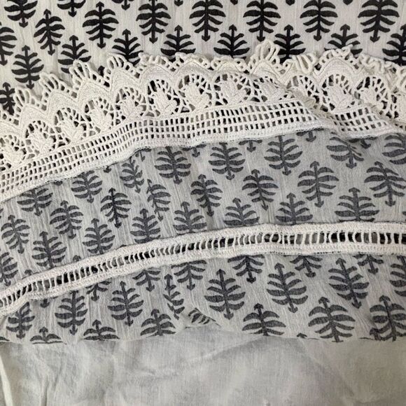 Old Navy Black Cream Embroidered Trim Tassel Tie Cotton Cowgirl Sun Dress XL - Picture 5 of 10